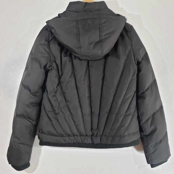 Black down insulated hooded zip winter puffer jacket - Picture 12 of 13